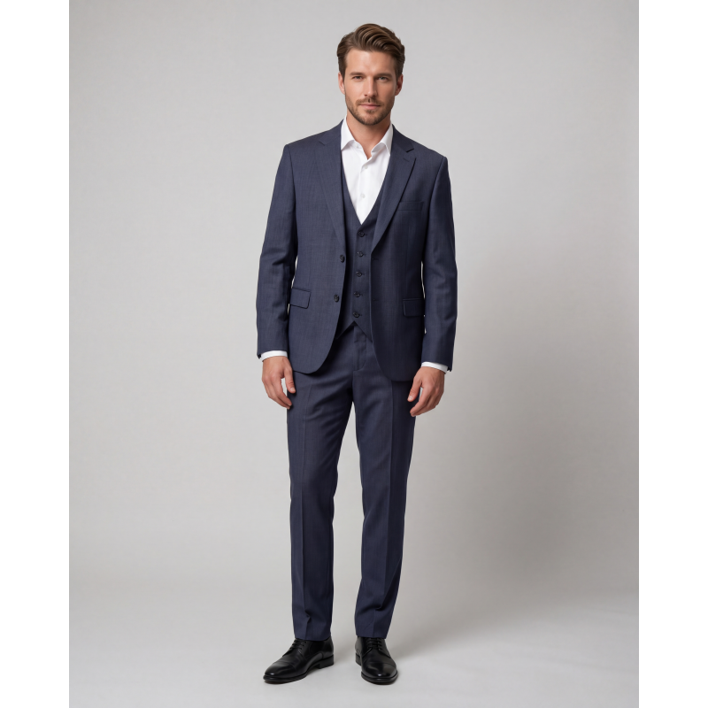 Elegantna moška trodelna obleka TAJ JEANS – moderna slim fit obleka z jeans videzom za poslovne, svečane in vsakodnevne priložnosti. Premium moška obleka z modernim stilom in kakovostno izdelavo.