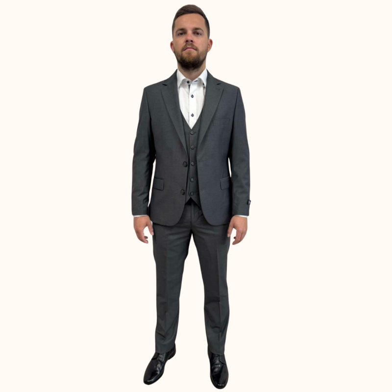 Odkrijte moško tridelno obleko slim fit MAXX v sivi barvi. Ta elegantna in moderna obleka je idealna za poslovne in posebne priložnosti. Poudarja vašo postavo z udobnim krojem in kakovostnimi materiali. Nakupujte zdaj!